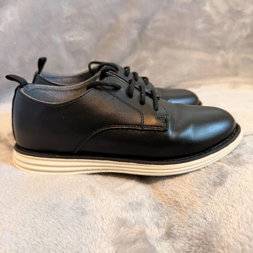Cat & Jack Boys’ Will Oxford Dress Shoes Size 1 Black Formal Lace Up Cushioned